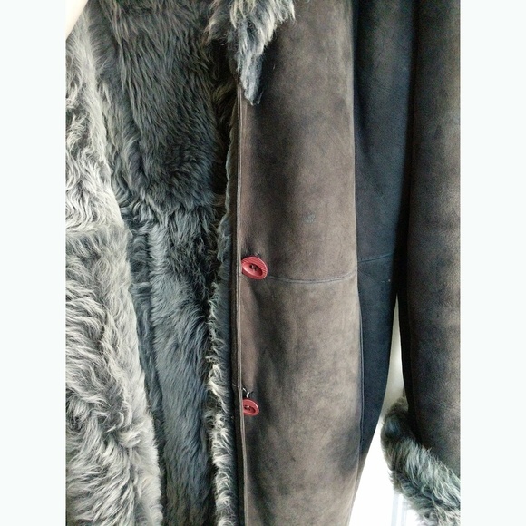 Via Veneto Lamb Shearling Leather Suede Fur Coat - Picture 8 of 14